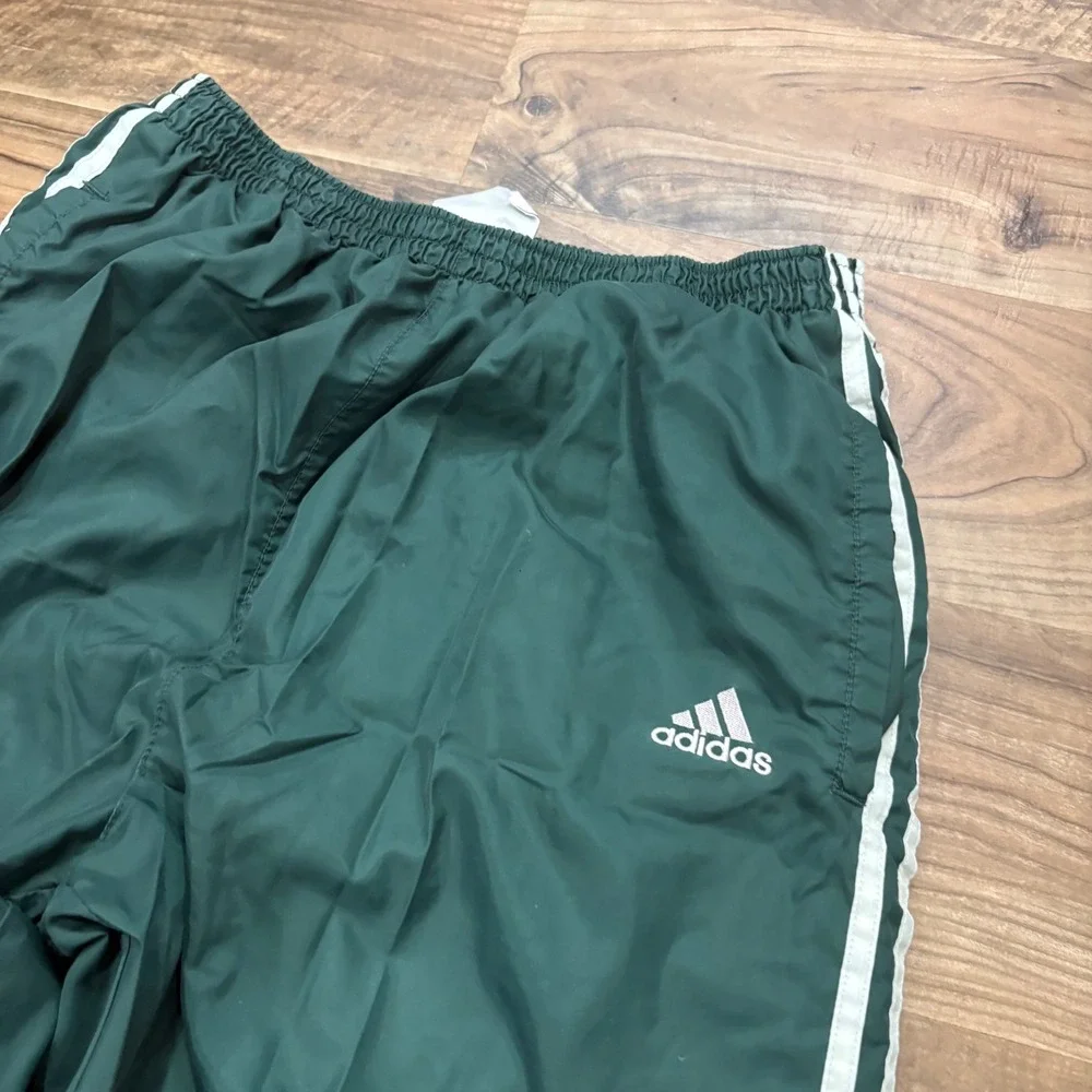 Vintage Y2K Adidas Track Pants Mens M Green Snap Button Tear Away 90s Athletic